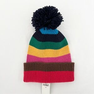 NWT BabyGap Knit Beanie Hat M/L Toddler Organic Cotton Rainbow Colorful Happy